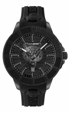 Plein Sport Herren Uhr CITY RUSH PSAEA0424 Schwarz Silikon Edelstahl 45 mm