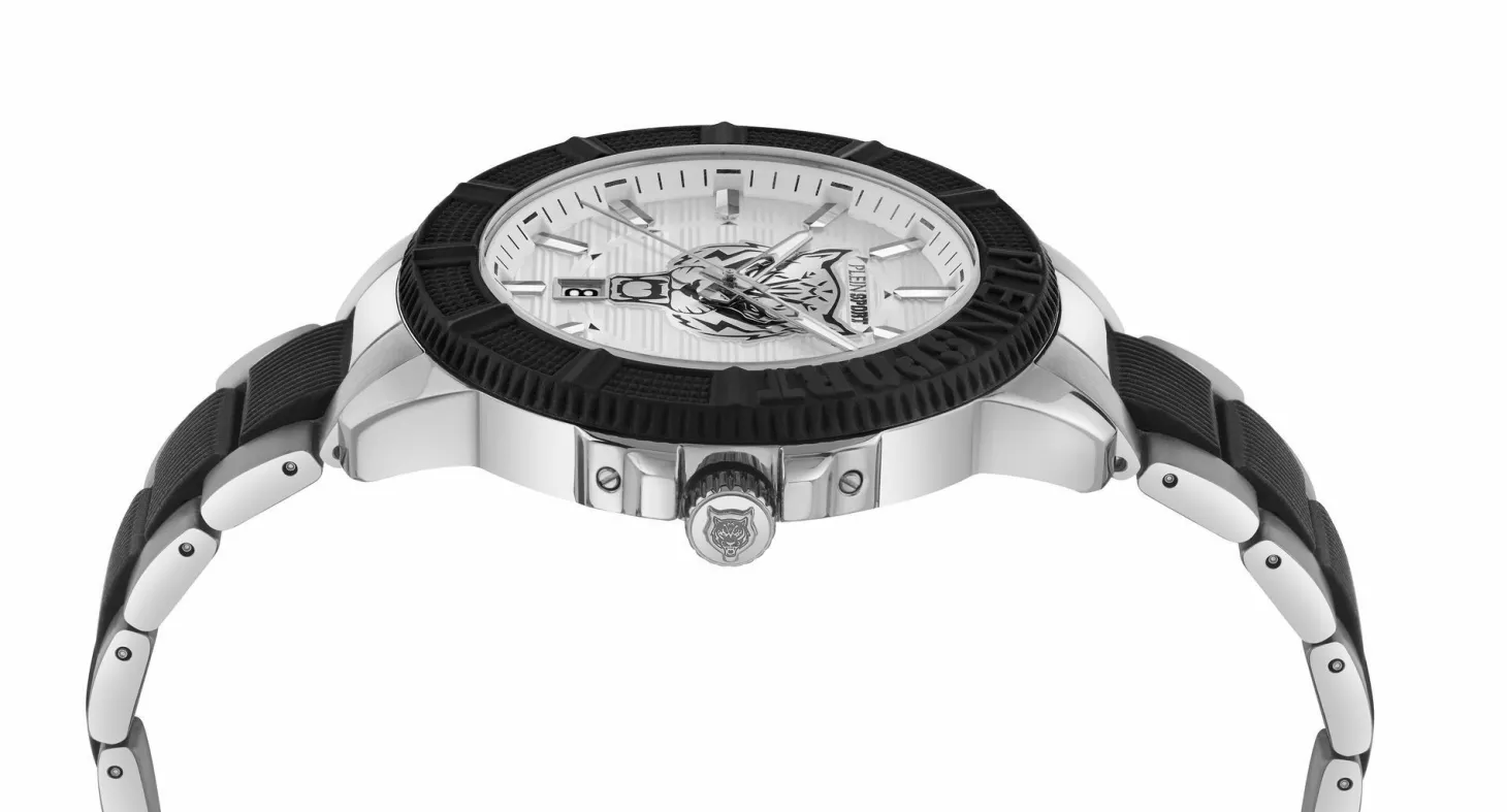 Plein Sport Herren Uhr CITY RUSH PSAEA0624 Edelstahl Zwei‑Ton 45 mm