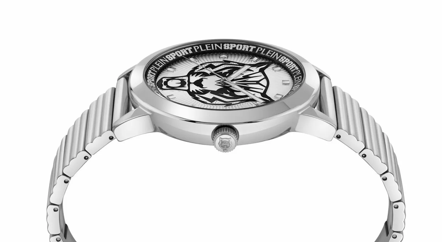 Plein Sport Herren Uhr Iron Tiger PSKDA0524 Edelstahl Silber 44 mm