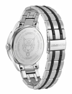 Plein Sport Herren Uhr LINEMAN PS5BA0924 Edelstahl Silber Schwarz 45 mm
