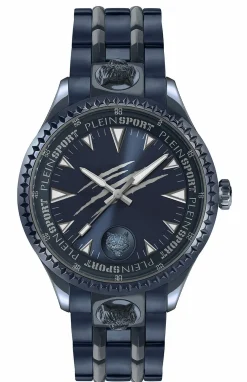 Plein Sport Herren Uhr LINEMAN PS5BA1224 Edelstahl IP Blue 45 mm