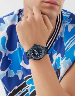 Plein Sport Herren Uhr LINEMAN PS5BA1224 Edelstahl IP Blue 45 mm