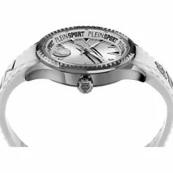 Plein Sport Herren Uhr LINEMAN PS5BA0224 Edelstahl IP Gunmetal / Silikon Weiß 45 mm