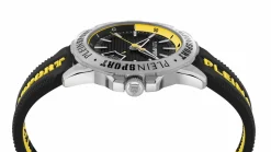 Plein Sport Herren Uhr mit umtauschbaren Armband RAMPAGE PSGDA0524 Silber‑Grau Edelstahl Schwarz/Gelb 44 mm