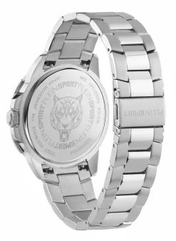 Plein Sport Herren Uhr mit umtauschbaren Armband RAMPAGE PSGDA0524 Silber‑Grau Edelstahl Schwarz/Gelb 44 mm