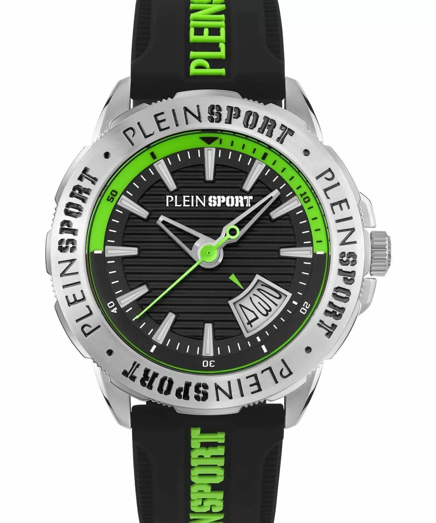 Plein Sport Herren Uhr Rampage PSGDA0124 Schwarz Grün Silikon 44 mm