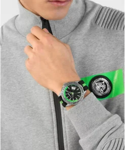 Plein Sport Herren Uhr Rampage PSGDA0124 Schwarz Grün Silikon 44 mm