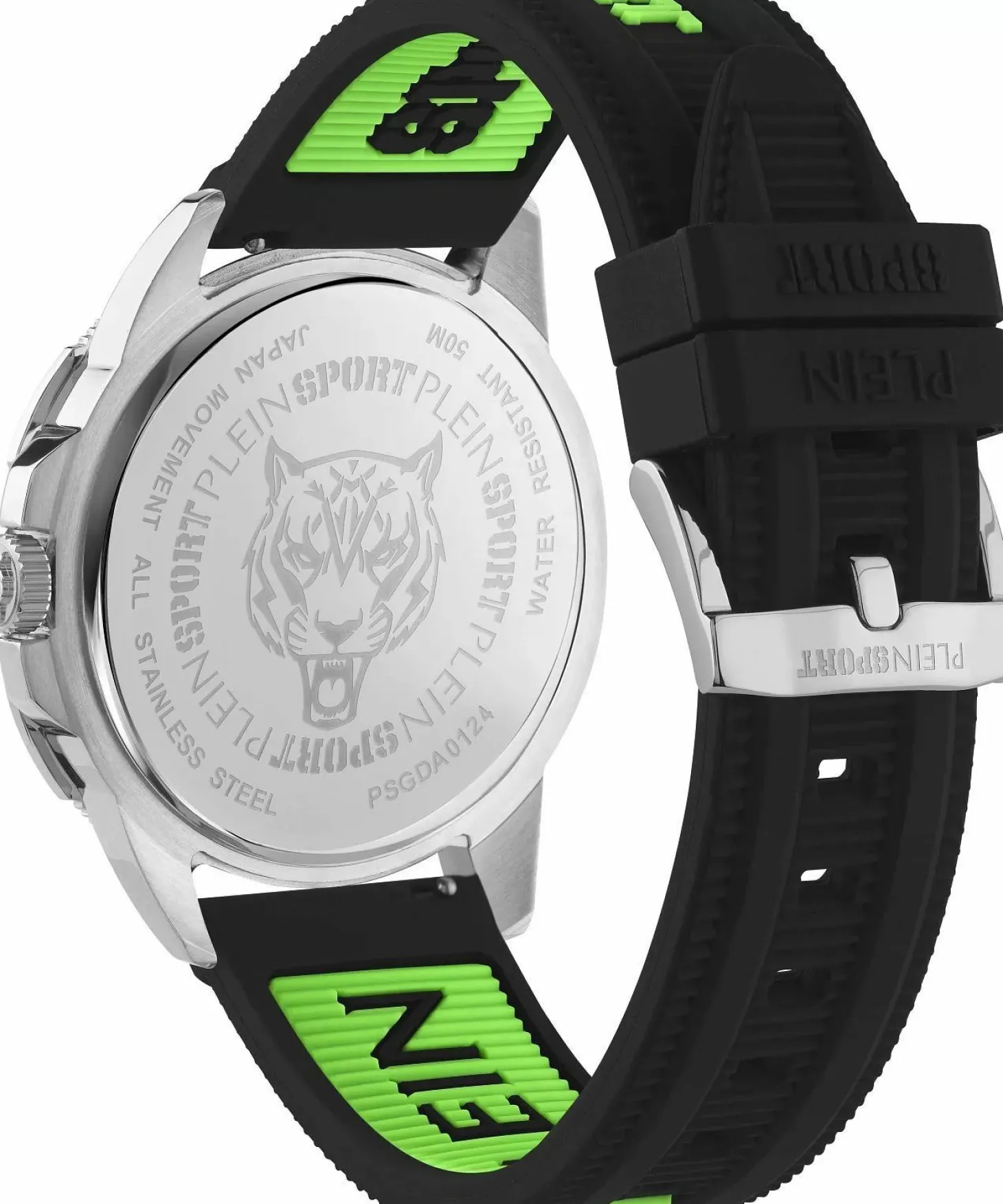 Plein Sport Herren Uhr Rampage PSGDA0124 Schwarz Grün Silikon 44 mm