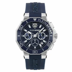Plein Sport Titan Herren Chronograph PSAGA0325 Blau/Silicone 46 mm