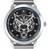 Plein Sport Unisex Uhr Iron Tiger PSKDA0624 Edelstahl Silber‑Schwarz 44 mm