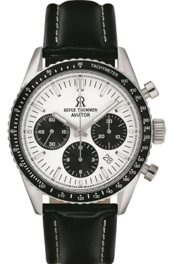 Revue Thommen Herren Armbanduhr Automatic Aviator 42 mm Chronograph, Tachymeter Armband Leather 17000.6532