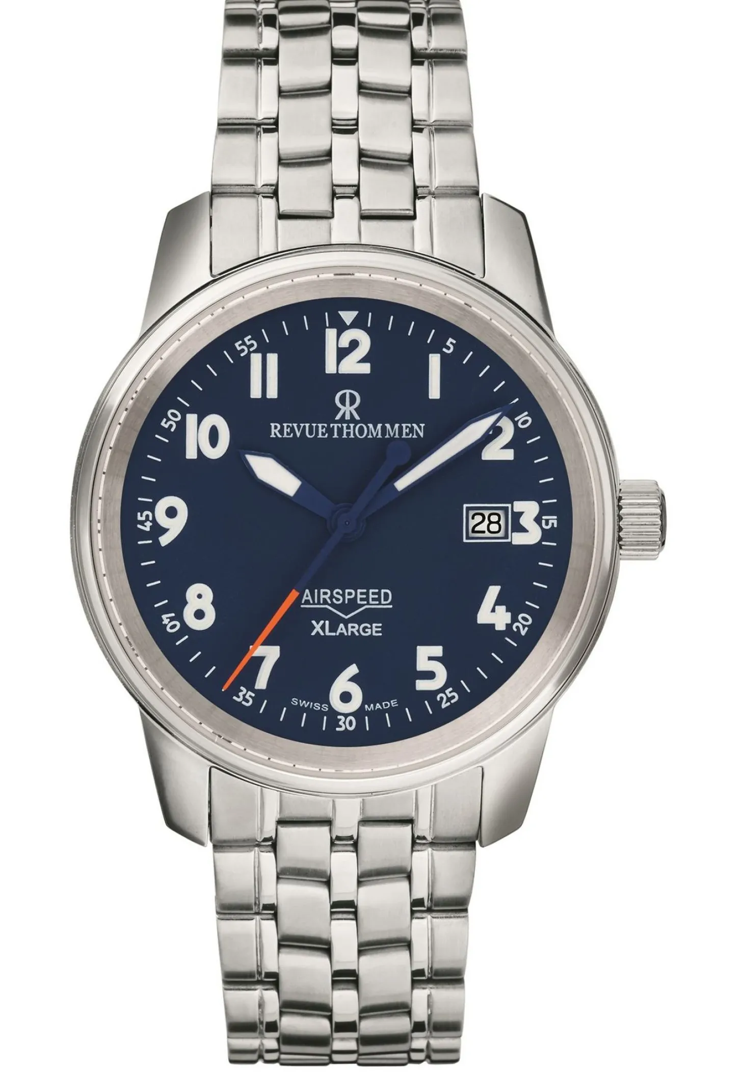 Revue Thommen Herren Armbanduhr Automatic Airspeed Xlarge 40 mm Date Window Armband Edelstahl 16052.2135