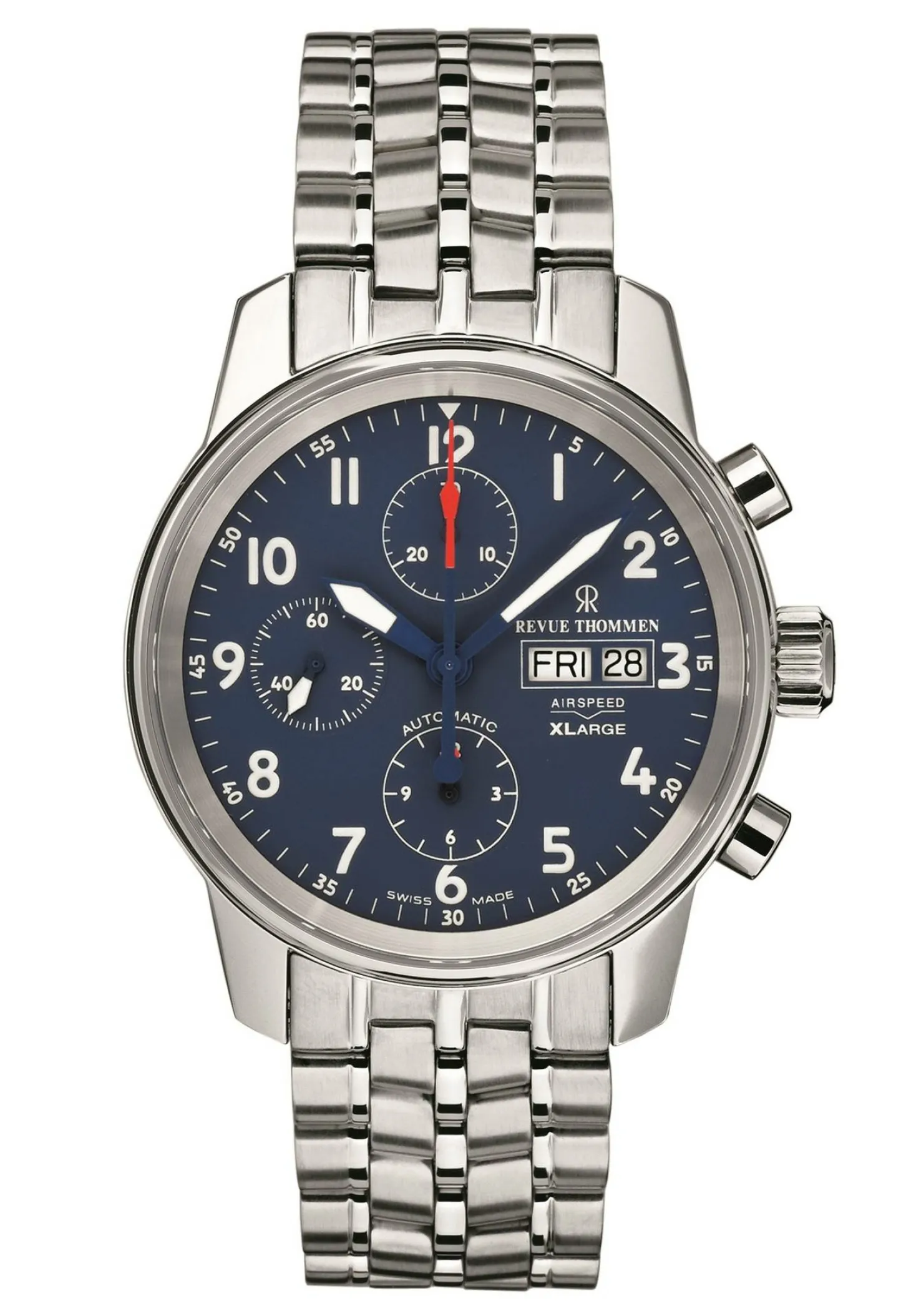 Revue Thommen Herren Armbanduhr Automatic Airspeed Xlarge 40 mm Day & date Window Armband Edelstahl 16051.6135