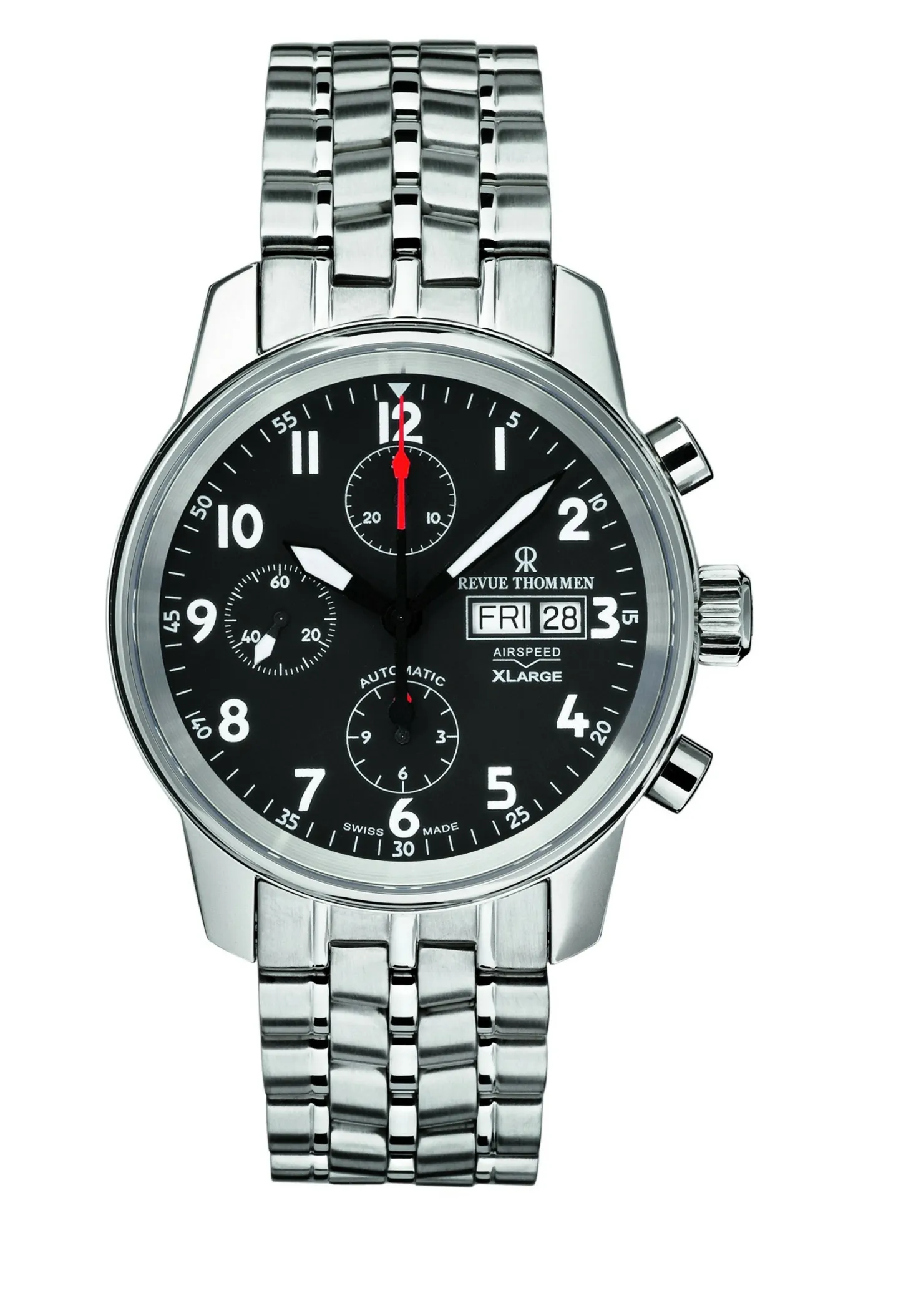 Revue Thommen Herren Armbanduhr Automatic Airspeed Xlarge 40 mm Day & date Window Armband Edelstahl 16051.6137