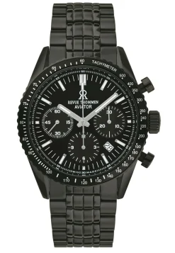 Revue Thommen Herren Armbanduhr Automatic Aviator 42 mm Chronograph, Tachymeter Armband Edelstahl 17000.6177