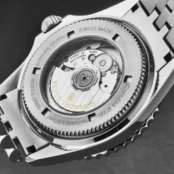 Revue Thommen Herren Schweizer Armbanduhr Taucheruhr GMT - Schwarzes Zifferblatt mit Schwarz-Blauem Lünetten, Automatik, Diver 17572-2233