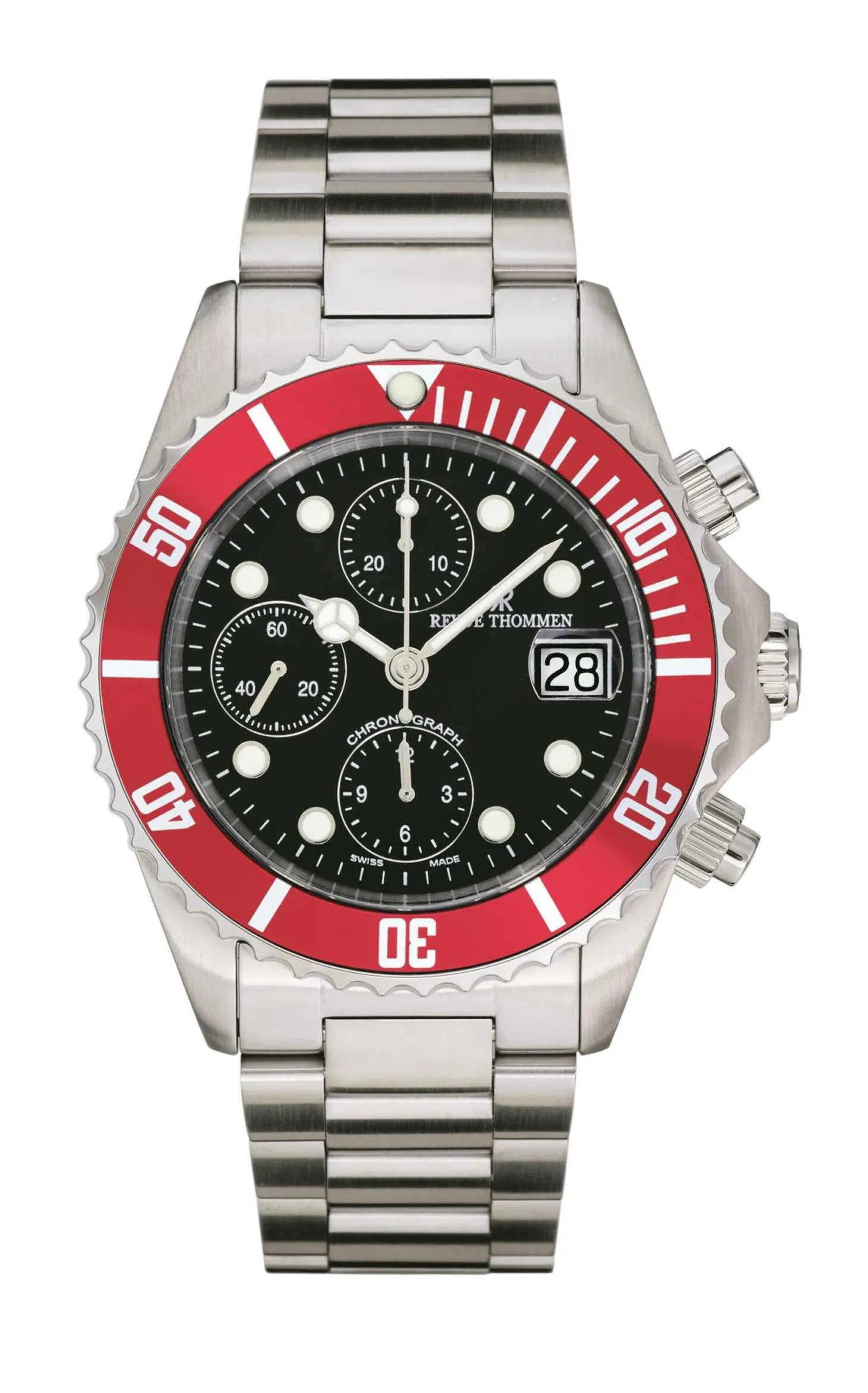 Revue Thommen Herrenuhr Diver Chrono Automatik in Schwarz-Rot 17571.6136