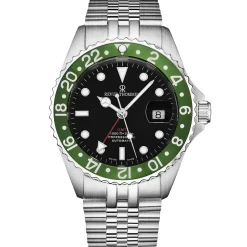Revue Thommen Schweizer Armbanduhr Taucheruhr GMT Diver Edelstahl Armband 17572.2234
