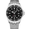 Revue Thommen Schweizer Armbanduhr Diver GMT Automatikuhr für Herren, Schwarz mit Datum, Edelstahl 42 mm 17572.2237