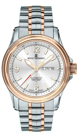 Revue Thommen Uhr Herren Air Speed Xlarge Silber Bicolor 16040.2452