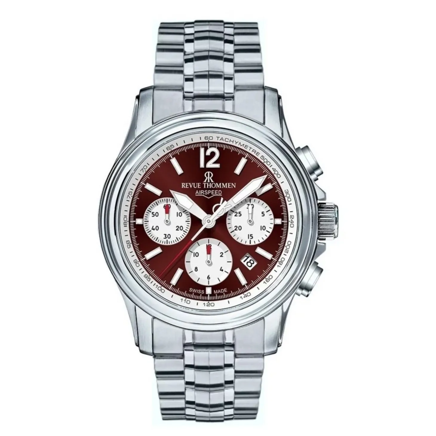 Revue Thommen Herren Automatikuhr Airspeed 16041.6436 Silberfarben, Rot