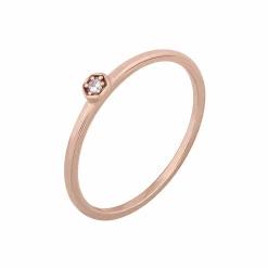 Ring 925 Sterling Silber vergoldet rot Hexagon Zirkonia Stacking 41184739131486