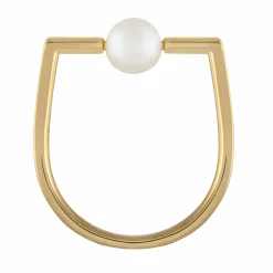 Ring 925/- Sterling Silber vergoldet Perle kantig eckig 41184577257566