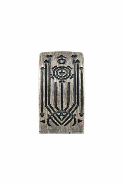 Single Creole 925 Silber matt oxidiert Tattoo Motiv 41185154007134