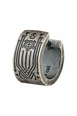 Single Creole 925 Silber matt oxidiert Tattoo Motiv 41185154007134