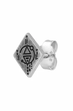 Single Ohrstecker 925 Silber matt eckig oxidiert Tattoo Motiv 41185155612766