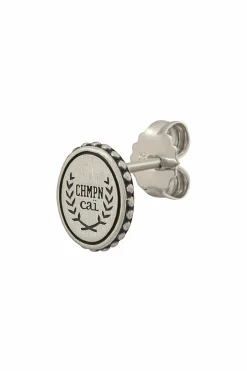 Single Ohrstecker 925/-Sterling Silber satiniert oxodiert Champion Wappen 41184720388190