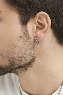 Single-Creole 925/- Sterling Silber matt oxidiert Dreieck 41184517128286