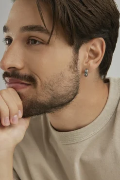 Single-Ohrring 925 Sterling Silber rhodinert matt oxidiert 41184112345182