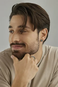 Single-Ohrstecker 925 Sterling Silber rhodiniert Wellen 41184111132766