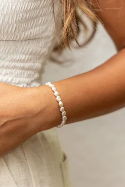 Stretch-Armband 925 Sterling Silber Armband vergoldet Perle 41185186971742