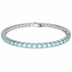 Swarovski Armband Unisex Matrix Tennis „Round‑Cut Blue“ Länge: ca. 19 cm (7 ½″) Größe XL Rhodium 5660914