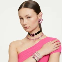 Swarovski Armband Unisex Matrix Tennis „Round‑Cut Pink“ Länge:17,5cm Weiß/Rhodium 5648932