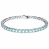 Swarovski Armband Unisex Matrix Tennis „Round‑Cut Blue“ Länge: ca. 17,5 cm (6 7/8″), Größe L Weiß/Rhodium 5648929