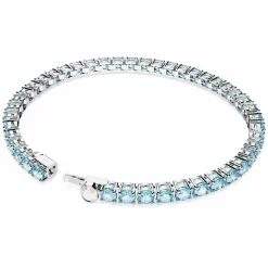 Swarovski Armband Unisex Matrix Tennis „Round‑Cut Blue“ Länge: ca. 17,5 cm (6 7/8″), Größe L Weiß/Rhodium 5648929
