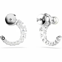 Swarovski Creolen Unisex Matrix Kristallperle Weiß Rhodiniert 5692260