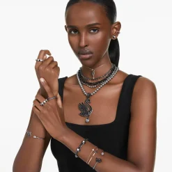 SWAROVSKI Damen Anhänger Schwan Schwarz Roségold-Legierungsschicht SWAN 5678045