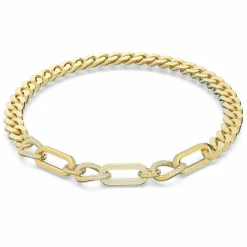 Swarovski Damen Halskette Dextera Statement, Gemischte Glieder, Weiß, Goldlegierungsschicht 5639332 S