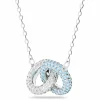 Swarovski Damen Halskette Stone Pavé, Verflochtene Ringe, Blau, Rhodiniert 5642883