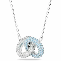 Swarovski Damen Halskette Stone Pavé, Verflochtene Ringe, Blau, Rhodiniert 5642883