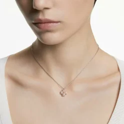 Swarovski Damen Halskette mit Anhänger Latisha Blume Metallmix, Rosa-Weiß 5636488