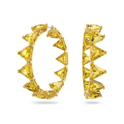 Swarovski Damen Ohrringe Creolen Ortyx Trilliant-Schliff, Gelb, Goldlegierungsschicht 5630821