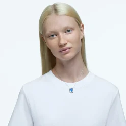 Swarovski Damen Swarovsk Chroma Halskette Oktagon-Schliff, Blau, Rhodinierti 5600625