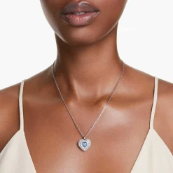 Swarovski Halskette Unisex Idyllia Hyperbola Herz Anhänger Blau Rhodiniert 5680403