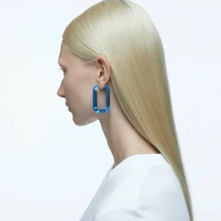 Swarovski Lucent Kreolen Statement Achteckform, Hellblau, 5600788