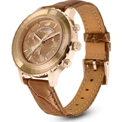 Swarovski Octea Lux Chrono Uhr - Elegantes Lederarmband in Braun mit Vergoldetem Finish 5632260